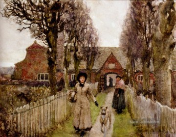  impressionistische Kunst - Gaywood Almshouses Kings Lynn 1881 moderne Bauern impressionistischen Sir George Clausen